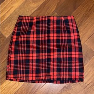 Black and red plaid skirt